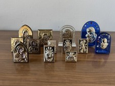 Stock Di 13 Icone Sacre Vintage Santini In Laminato Placcato Argento 925