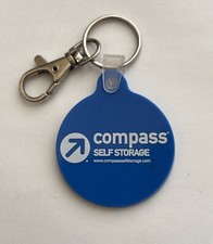 Vintage Keychain COMPASS SELF STORAGE Key Fob Ring Made In USA