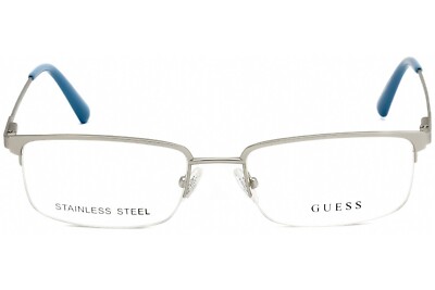 GUESS GU50005 011 Matte Silver Metal Semi Rim Optical Eyeglasses Frame 56-18-145