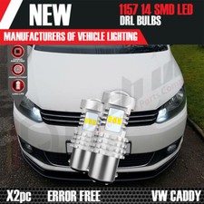 2x 1157 14 SMD VW Caddy 2010+ LED DRL Headlight Upgrade Bulbs White 5000k