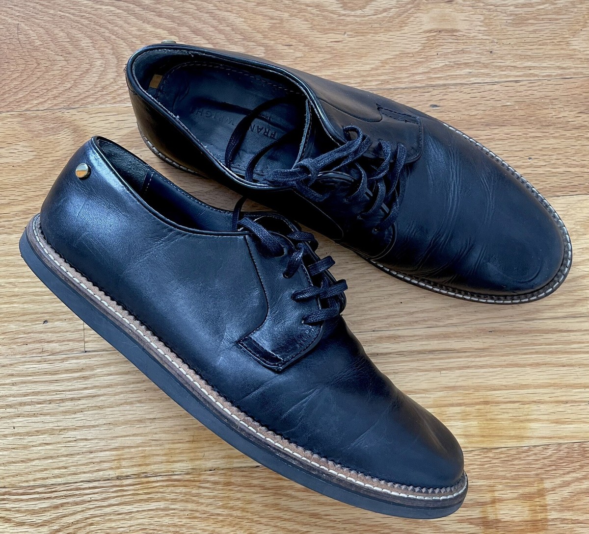 Frank Wright Turpin MFW372 Mens Black Leather Lace Up Oxfords Shoes Size 13 Buy Frank Wright Black Leather Lace-Up Classic Trainers from  main image 3