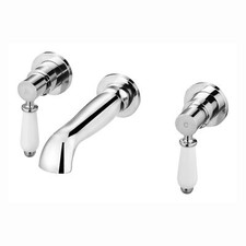 Basin Mixer Tap Downton Bathroom 3-Hole Wall Mounted Chrome Brass ENKI BT0505