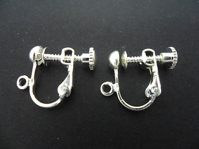 EIN PAAR SCHRAUBE/HEBEL RÜCKSEITE NICHT DURCHBOHRTE OHRCLIPS. SILBER.