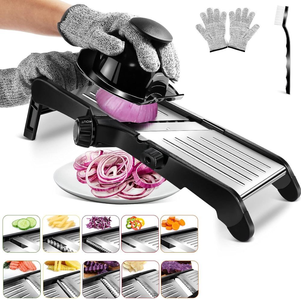 Profi Edelstahl Küchenreibe Mandoline Gemüseschneider Gemüsehobel Gemüse Reibe