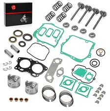 Piston & Intake Exhaust Valve & Gasket Kit For EZGO Robin 350cc 96-02 STD