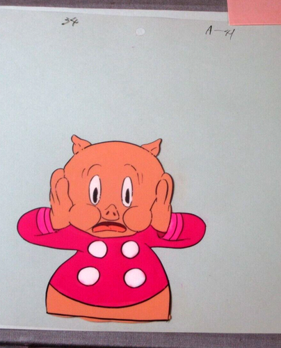 30-1960'S WARNER BROS-CARTOON CHARACTER LOONEY TUNES ANIMATION ART CEL PORKY PIG