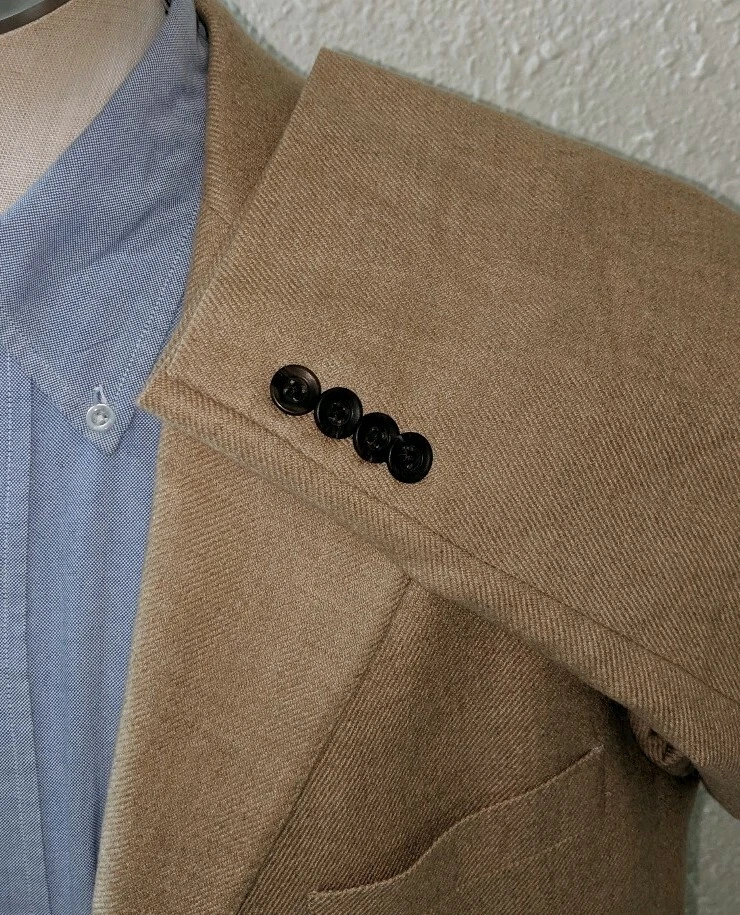New SAKS 5TH AVE 44R PURE CASHMERE brown Tweed 2-Vent Sport Coat Jacket Blazer - Image 3 of 4