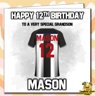 LAUGHING LEMON PRINTS Personalised Newcastle Football Birthday Card Son Grandson Nephew Daughter /ID