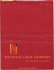 National Lock Company, Rockford, Illinois Screws, Bolts Vintage Matchbook Cover