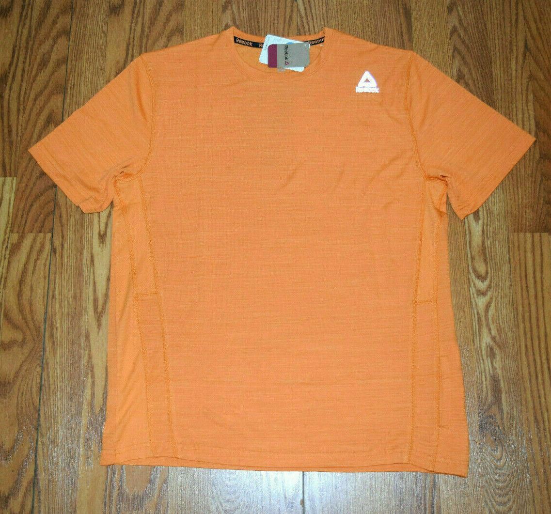 REEBOK Speedwick ORANGE Crew Neck Short Sleeve Shirt MENS LG, XL 2XL NWT