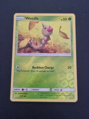 REVERSE HOLO Pokemon Karte Sonne & Mond Team Up TCG Karte Weedle 3/181