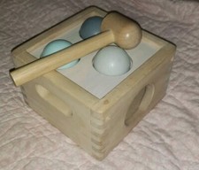 Plan Toys x Pottery Barn Kids Punch and Drop Neutral Colors Balls Mallet 12 mo
