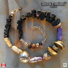 luxury necklace primitive jewelry minimalist design statement black gold beaded 