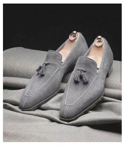 Outfit Mens Light Gray Loafers Light Grey Suit Purple Tie Dress