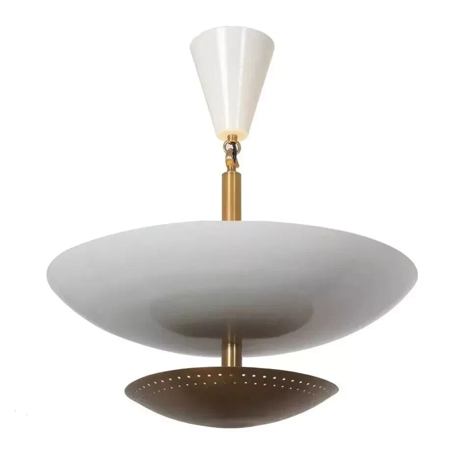 Colgante de techo de latón con 6 luces de mediados de siglo moderno de latón crudo Sputnik montaje empotrado Foto 2 de 4