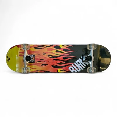 Unibest Skateboard 80x20cm Ahornholz Design gelbe Flammen Burn ohne LED