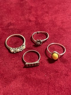 Lot De 4 Fine Bague En Argent Massif Taille 53/58/54/64