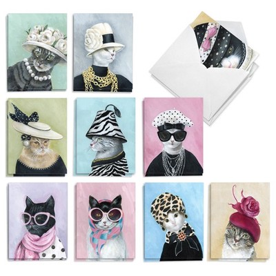 20 All Occasions Card Pack w/Envelopes - Fancy Cats NobleWorks AM11016OCB-B2x10
