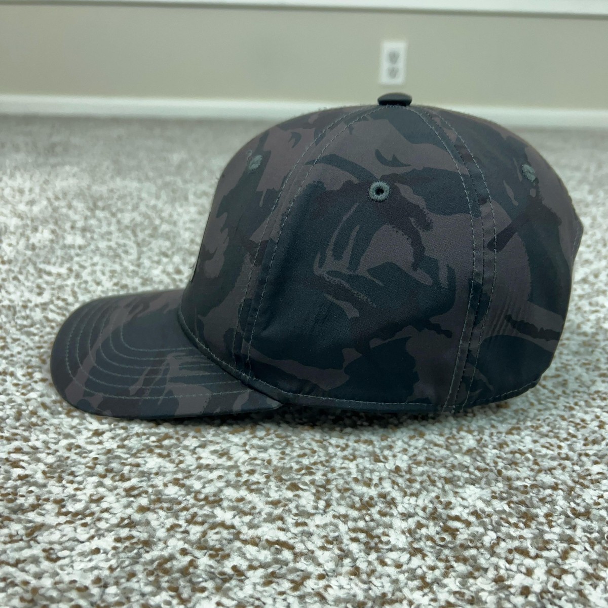 Adidas Hat Cap Snap Back Black Gray Camouflage Camo Performance
