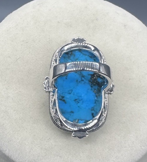 Sterling Silver Turquoise Large Statement Ring Si… - image 9