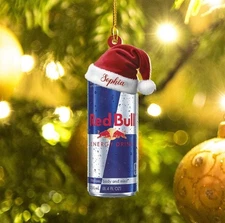 Personalized Energy Drink Can 2D Ornament, Custom RedBull Christmas