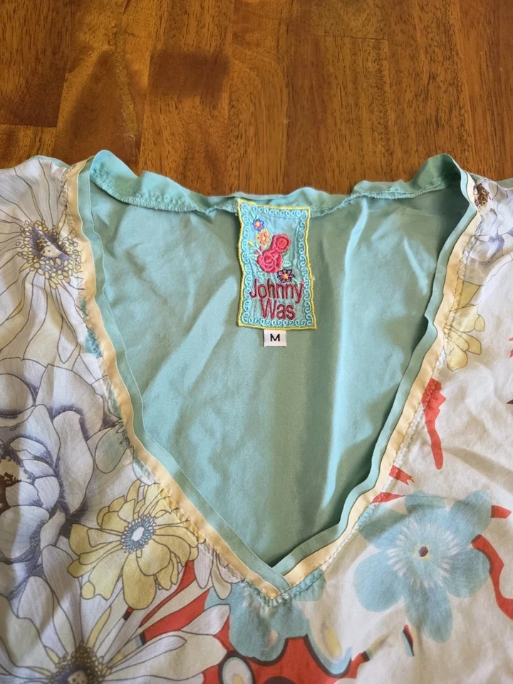 Johnny Was Kyoto Gardens Silk Dress With Pockets Size Medium ***flaw - Image 2 of 4