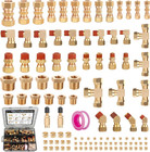 109Pcs Brass DOT Air Brake Line Fittings, 1/4" 1/8" 3/8" 1/2" 5/8" Compression A
