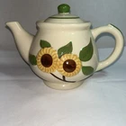 Vintage Shawnee Pottery Yellow Sunflower with Green Leaves  Teapot with Lid