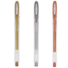 Uni-Ball Signo Metallic Gel Pens UM-120NM Mixed Set Gold Silver Bronze 3 Pack