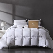 Luxury White Goose Feather Down Fiber Comforter King Size, All Season Hotel C...