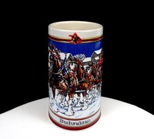 Anheuser Busch Budweiser CS89 Hitch On A Winters Evening Vintage 6.7" Stein 1988