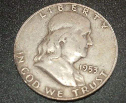1953-D Franklin Half Dollar 90% Silver Circulated Denver Mint US Coin 50c