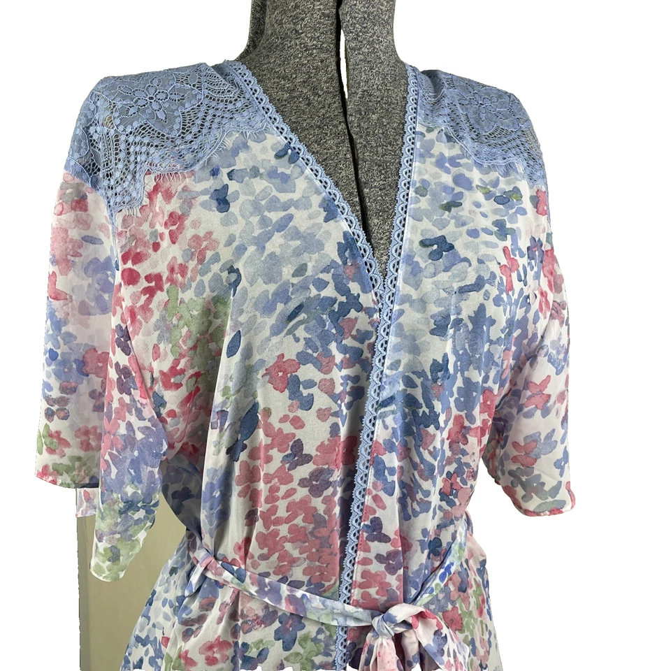 In Bloom Jonquil 透明花卉长袍 XS S 码水彩半袖 — 第 2/4 张图片