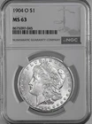 1904-O  $1  MORGAN SILVER DOLLAR  "NEW ORLEANS"  NGC MS63  #8675097-045
