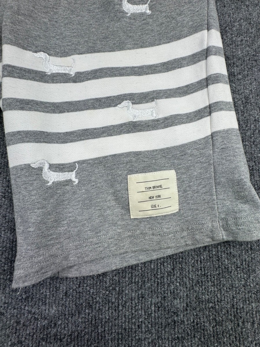 Thom Browne Shorts 4 Bar Grey Sweat Shorts Dog Print Made in Japan