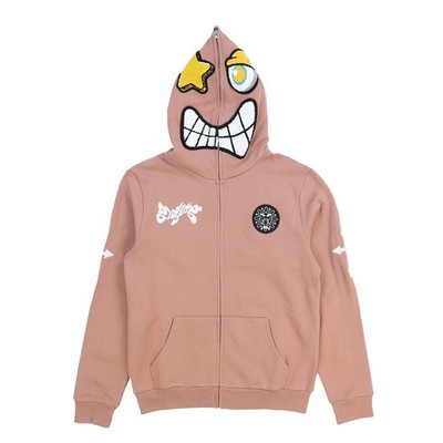 Glo Gang Coral Sand Xl Zip Up Hoodie (BROKEN ZIPPER!)