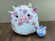 Squishmallows 12  Evangelica Cow Plush New Pink White Clip Conway Purple Set