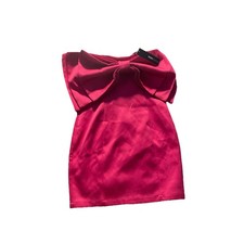 NWT Fashion Nova Bodice Bow Strapless Dress Zip Sz Small Lipstick Hot Pink