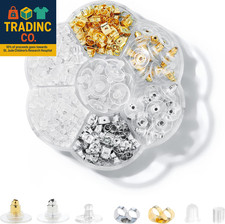 7 Styles 500PCS Earring Backs for Studs, Clear Plastic Hypoallergenic Metal Rubb