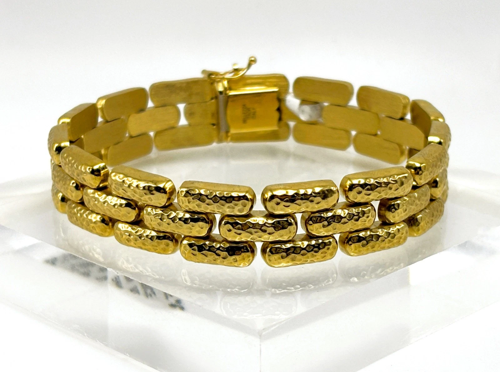 BELLEZZA Goldtone Bronze Hammered Stamato Panther-Link Chain Bracelet - NWT - product detail image 1