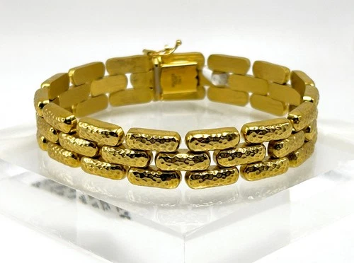BELLEZZA Goldtone Bronze Hammered Stamato Panther-Link Chain Bracelet - NWT - product listing photo