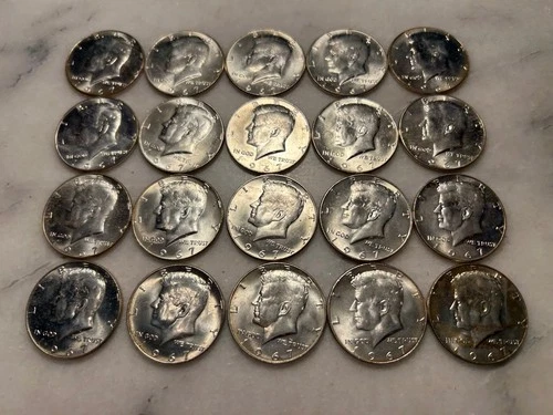 20 Kennedy 1967 Half Dollars 40% Silver Very Good Condition # 35