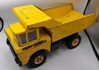 Vintage Mighty Tonka Dump Truck – Pressed Steel – Yellow – Early Drilled Wheels