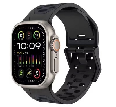 Armband Apple Watch Ultra 4 5 6 7 8 9 BiColor Soft Silikon Schwarz  Neu #237