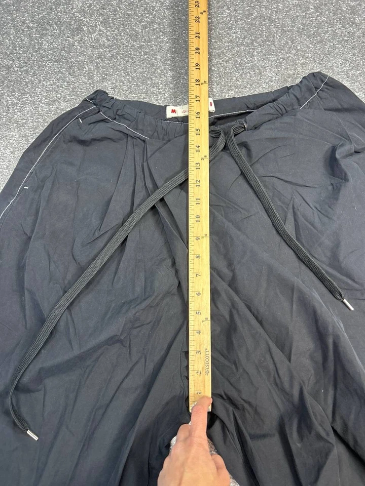 Marni Pants Womens 40 Black Cotton Drawstring Contrast Stitch Wide Leg - Image 4 of 4