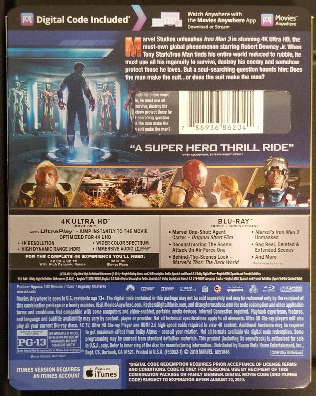 Iron Man 3 (4K / Blu-ray + Digital) New