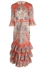 ZIMMERMANN MULTI LINEN MAXI DRESS 0 UK 8