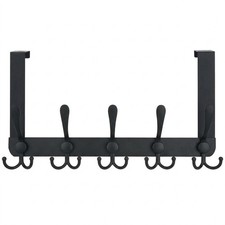 Over The Door Hooks, 5 Heavy Duty Tri Coat Rack All Metal Coat Hanger for Bathro
