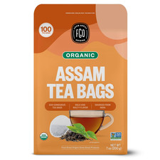 Organic Assam Tea, 100 Count, Eco-Conscious Black Tea Bags, Resealable Bag, Pack