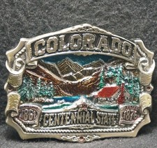 XE25102 NOS VINTAGE 1981 COLORADO CENTENNIAL STATE COMMEMORATIVE BELT BUCKLE